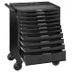 10 Drawer 8 Series Roller Cabinet with Ball Bearing Slides (BLACK)